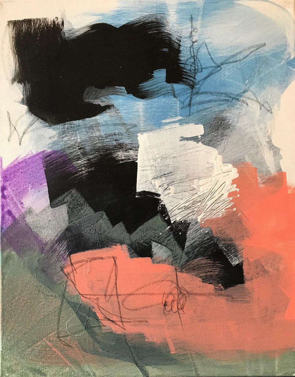 Organic Abstract Acrylic Painting By Kris Haas, 16 X 20", What Is Where, Original Artwork