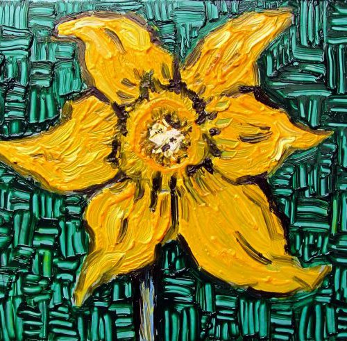 Single daffodil, triptych by Richard Meyer