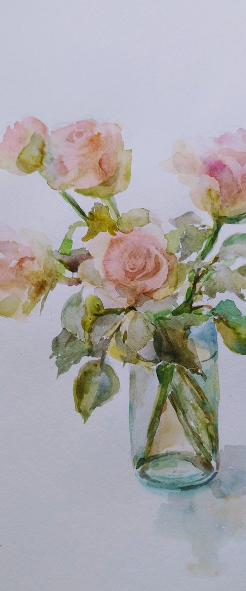 Roses. Original watercolour painting. by Elena Klyan