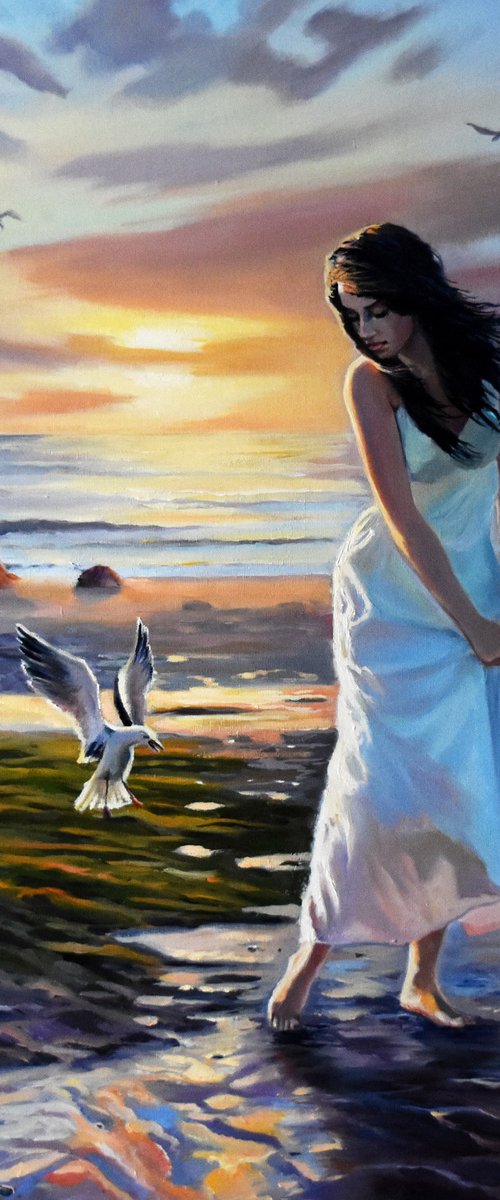 Walking on the beach, the annoying seagulls. by Serghei Ghetiu
