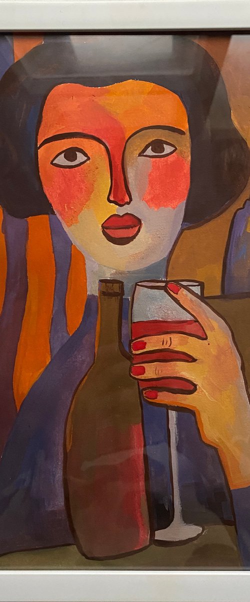 The girl with wine by Liubov Ro