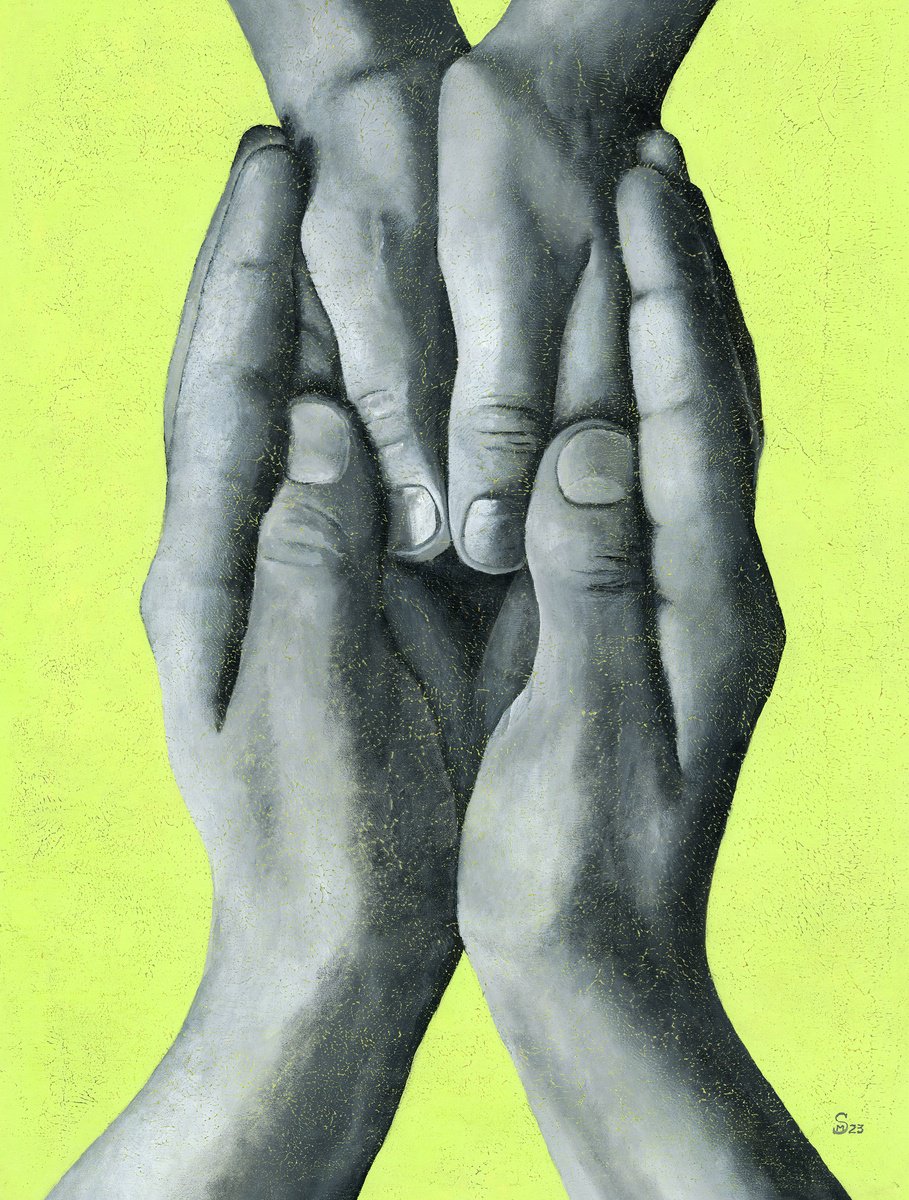 Expressive Portrait Acrylic Painting By Margarita Stepanova, 24 X 31", Bonds Of Freedom, Original Artwork