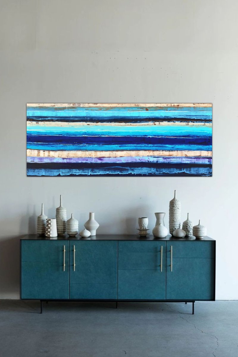 Abstract Oil Painting By Tigran Mamikonyan, 59 X 24", Road B2 60X150Cm., Original Artwork