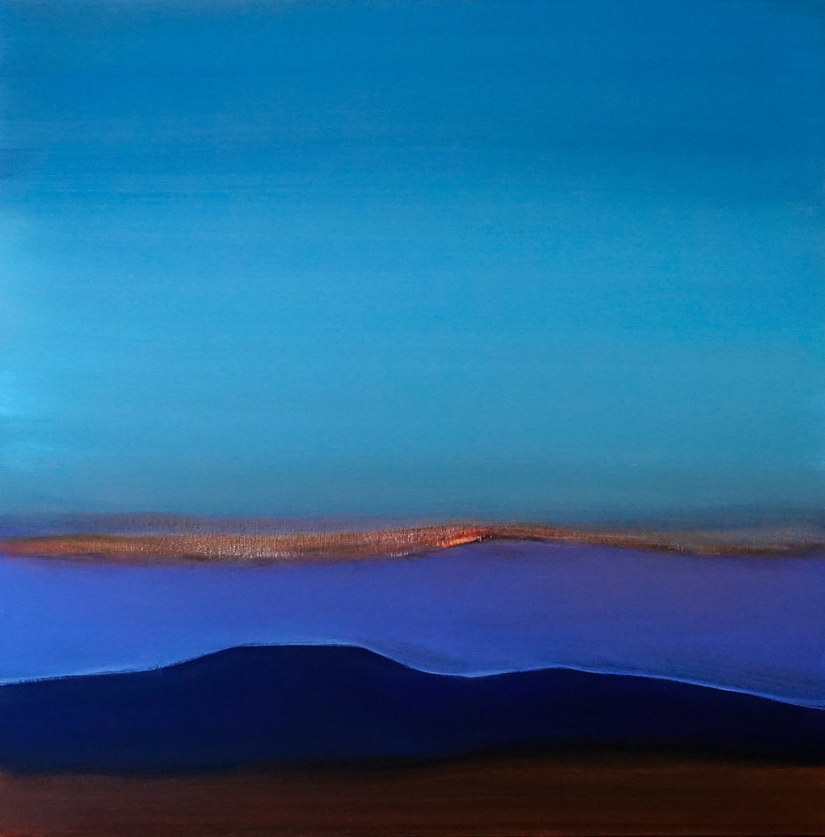 Abstract Landscape Acrylic Painting By Pier Maurizio Greco, 28 X 28", Frequenze, Original Artwork