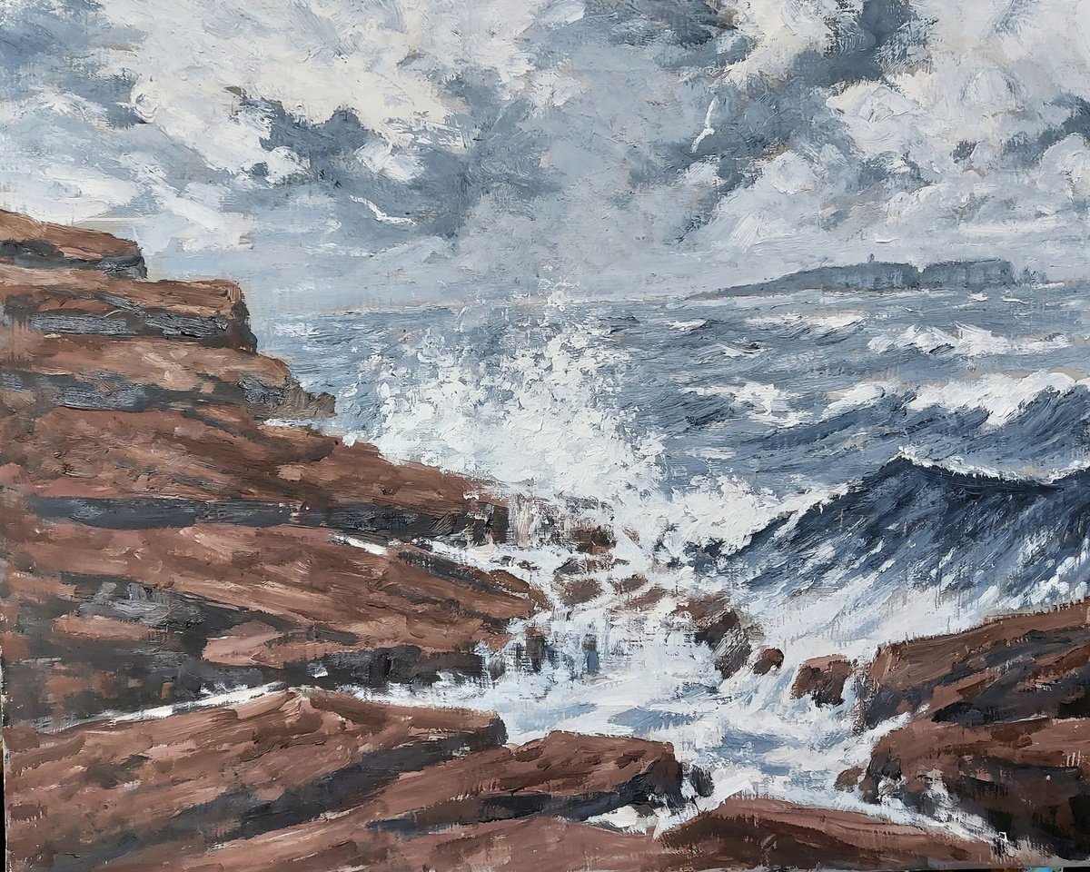 Landscape Oil Painting By Colin Ross Jack, 20 X 16, Seascape Xcvi, Original Artwork