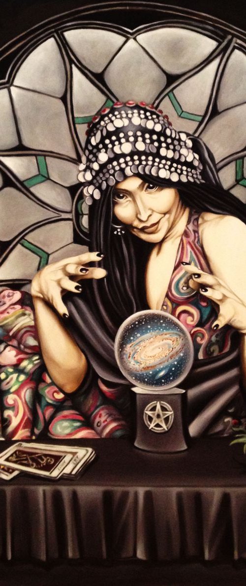 Fortune teller - original oil painting - 90 x 90 cm (35' x 35' inches) by Valentina Toma' aka Zoe Chigi