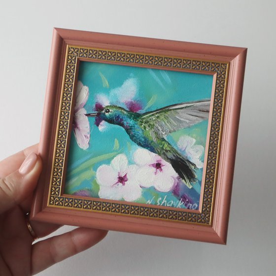 Hummingbird Painting Framed