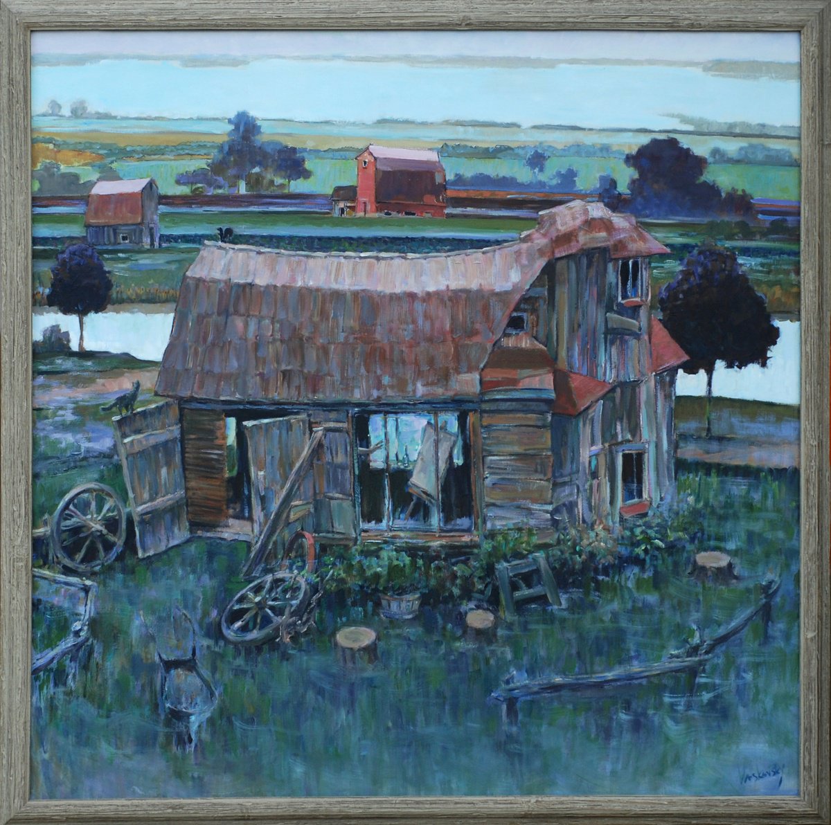 Impressionistic Landscape Oil Painting By Vadim Vaskovsky, 2 X 2", My Barn Studio In Prince Edward County, Original Artwork