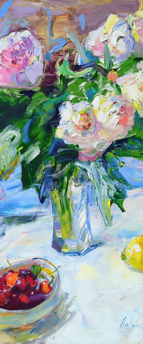 Morning Glow. Peonies by Helen Shukina