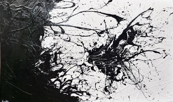 Colour Void 250cm x 150cm Black White Textured Abstract Art