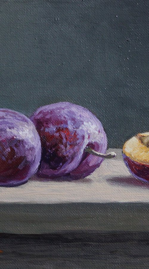 Plums. ORIGINAL OIL PAINTING, GIFT by Linar Ganeev