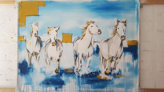 Camargue Horses – No 2 – Large Equines Painting