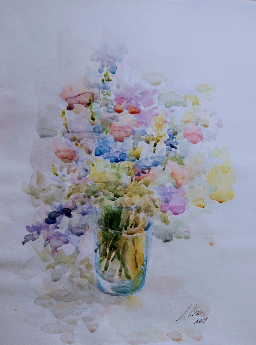 Field flowers. Original watercolour painting. by Elena Klyan