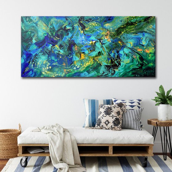 Summer night - large modern abstract painting art