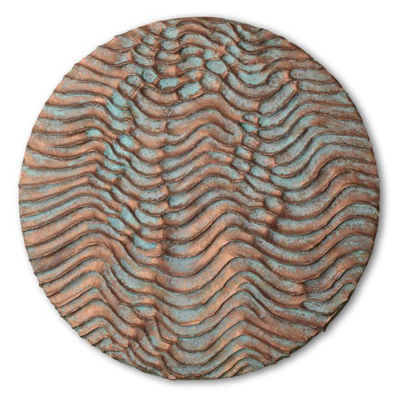 Round Erosion  2 | Copper Patina Round Wall Sculpture
