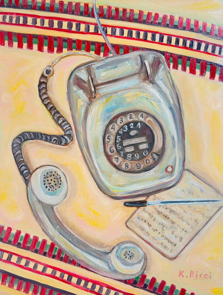 Scene With Retro Phone By Katia Ricci, 12 X 16, Artwork For Sale On Artfinder