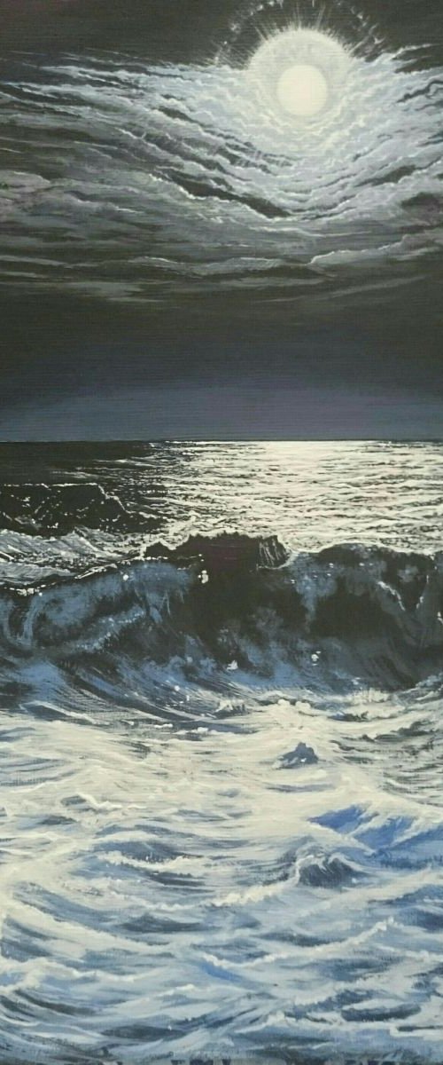 Moonlit waves. by Zoe Adams