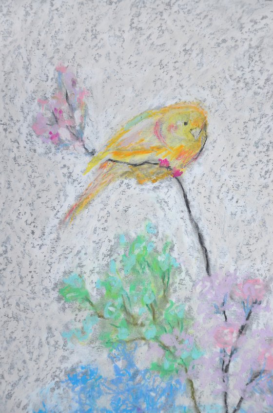 Bouquet with canary bird