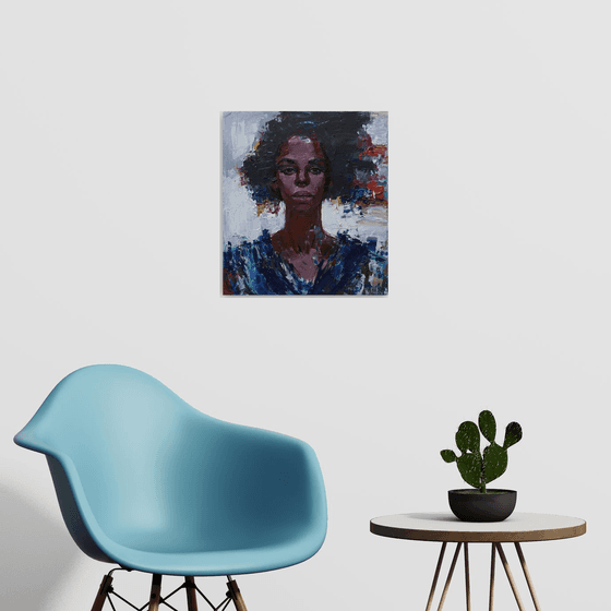 African woman portrait Original acrylic painting