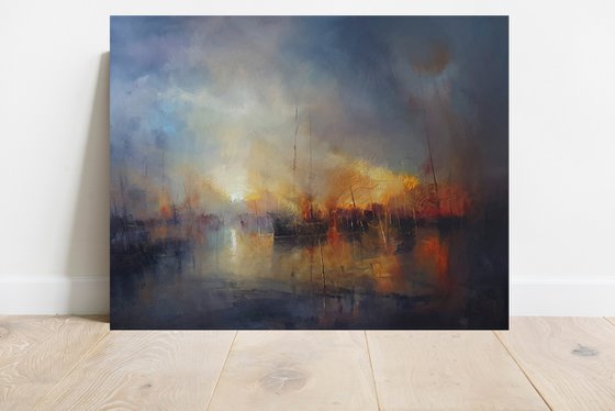 " Harbor of destroyed dreams - Morning After .... " W 125 x H 100 cm