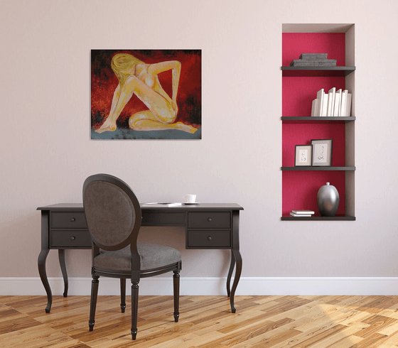 Nude girl ! Large Painting on Canvas !