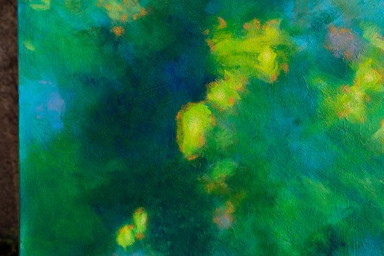 "So green" - floral abstract - flower - decorative original - home interior design