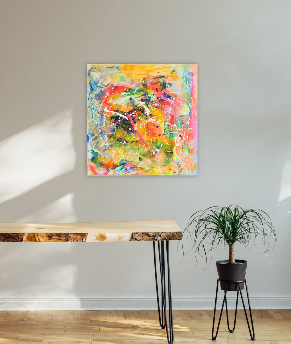 Beach Party 50x50cm / 19 x 19 / colorful abstract painting (2020) by Sebastian Merk