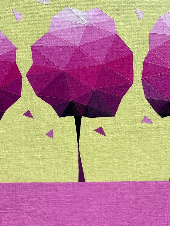 PINK AND LEMON ABSTRACT TREES