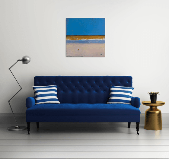 Beach Flamingo 30x30" 76x76cm Contemporary Art by Bo Kravchenko