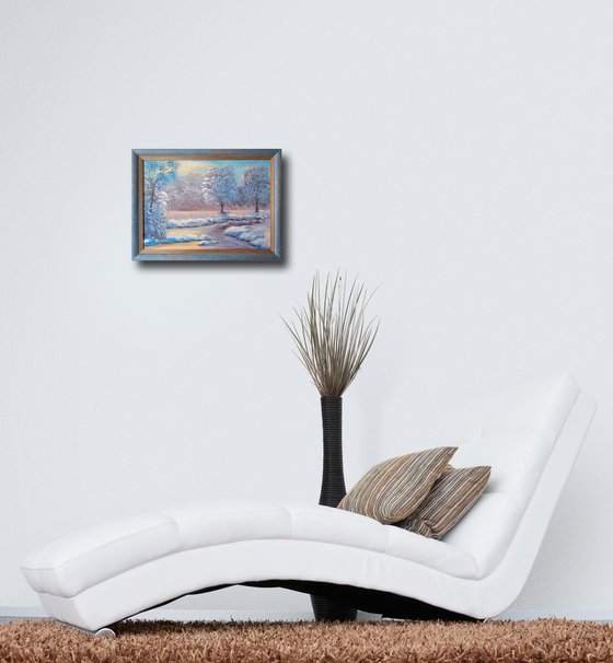 Winter dawn in the forest