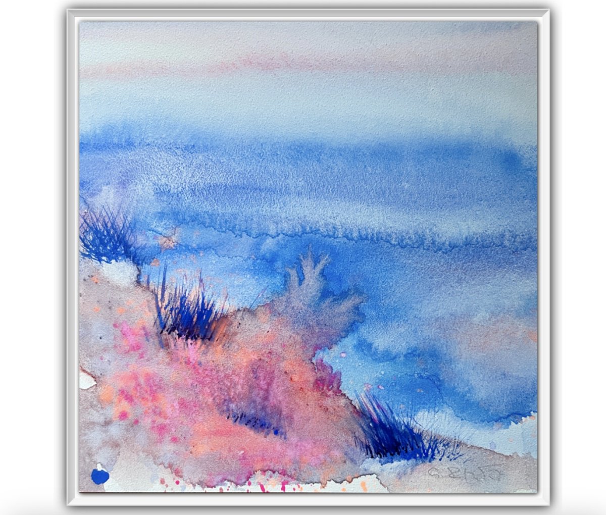 Abstract Watercolour , Seaside By Gesa Reuter, 8 X 8, Artwork For Sale On Artfinder