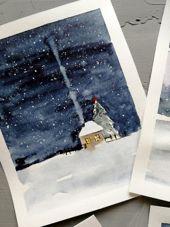 Christmas winter painting