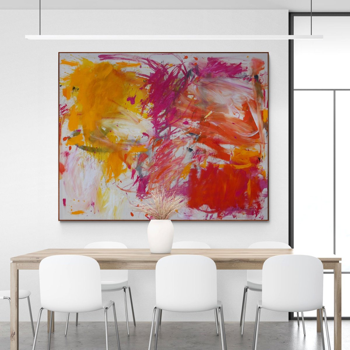 Expressive Abstract Painting By Daniela Schweinsberg, 79 X 63, Let Your Light Shine, Original Artwork