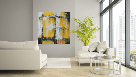 Yellow White textured XL - 120x120cm - 11A