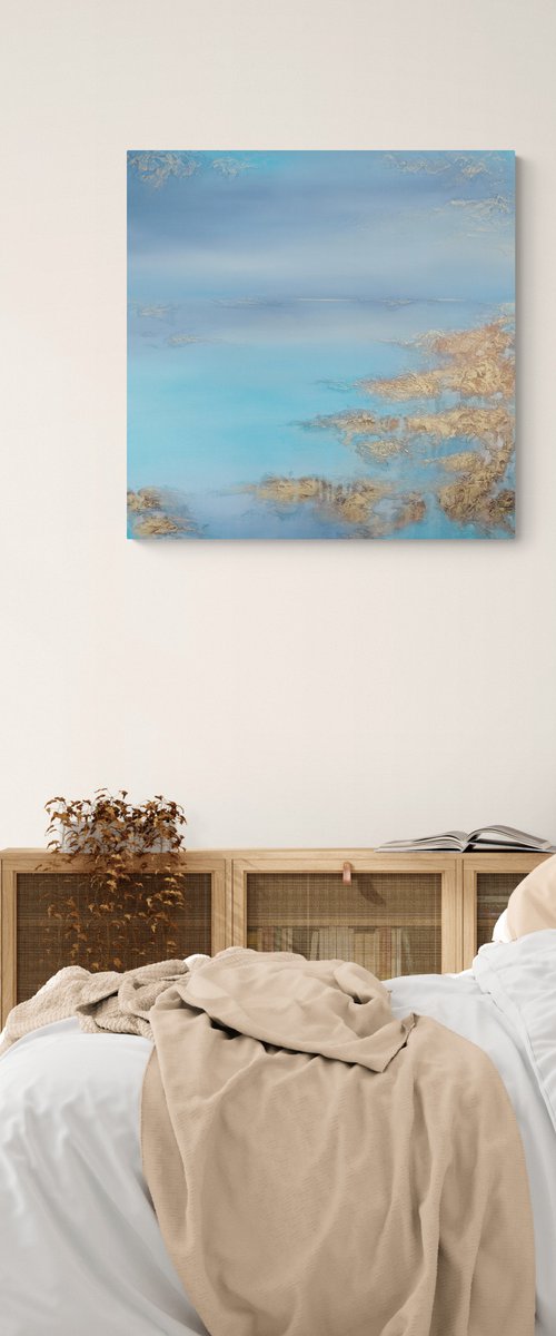 A beautiful large modern structured semi-abstract painting "Tenderness" from "Tenderness" series by Vera Hoi
