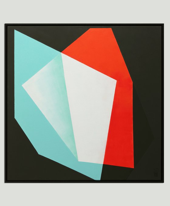 Abstract Painting - Diamond 13 - Incl. frame - 95x95cm - Ronald Hunter - 06N