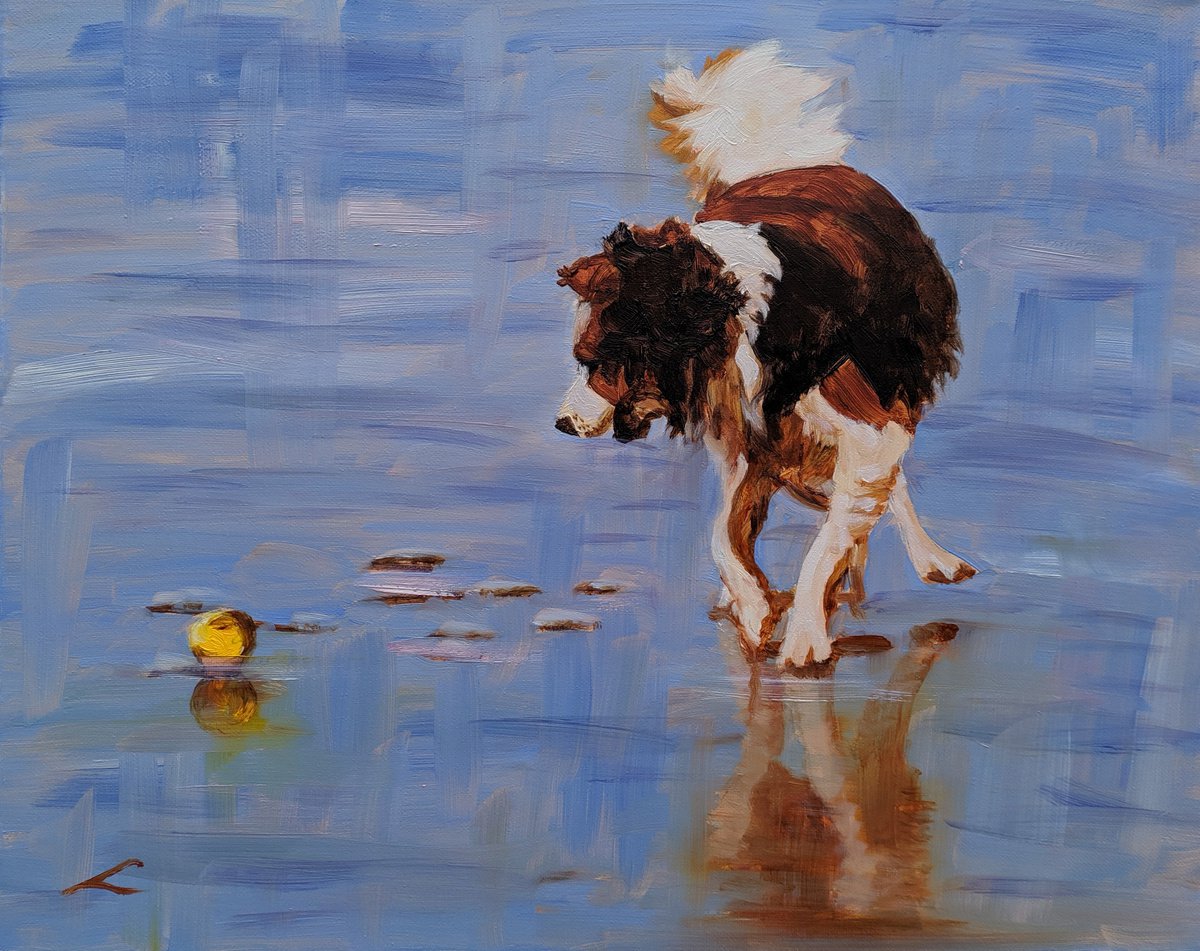 Dog with a ball by Elena Sokolova