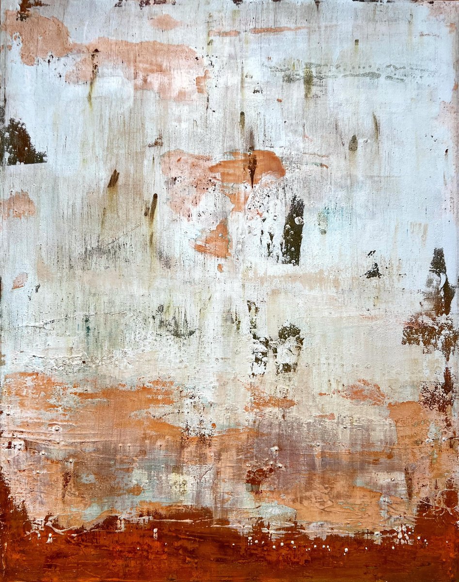 Abstract Painting By Sergio Aranda, 31 X 39", La Patine Du Temps, Original Artwork