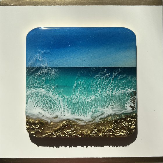 "Little wave" #7 - Miniature square painting