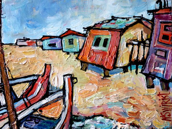 Fishing boats and home.
