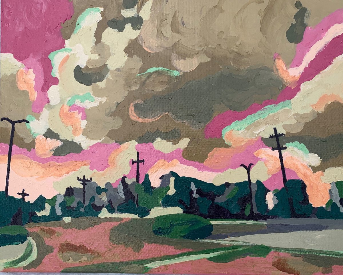 Landscape Acrylic Painting By Heather Kostal, 20 X 16, Summer Lot, Original Artwork