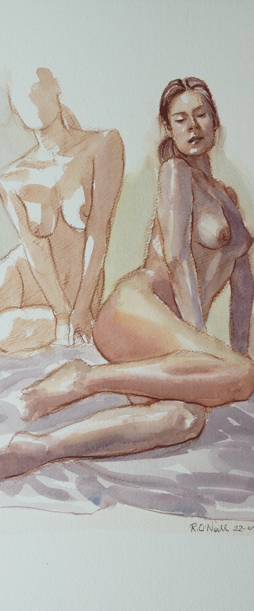 Seated female nude 2 poses by Rory O’Neill