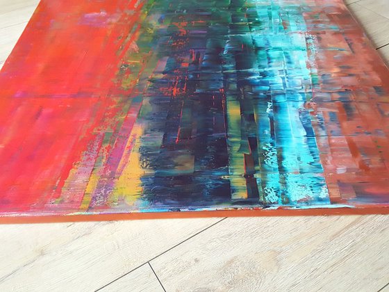 Sky fall - large abstract palette knife painting