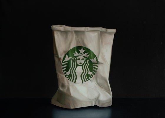 Crumpled Starbucks paper cup Painting