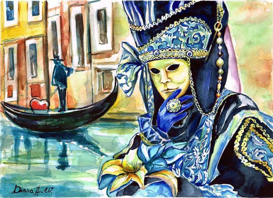 Stranger in the Mask at the Venice Carnival
