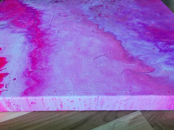 "Manifesting In Magenta" - FREE USA SHIPPING - Original Abstract PMS Fluid Acrylic Painting - 24 x 24 inches