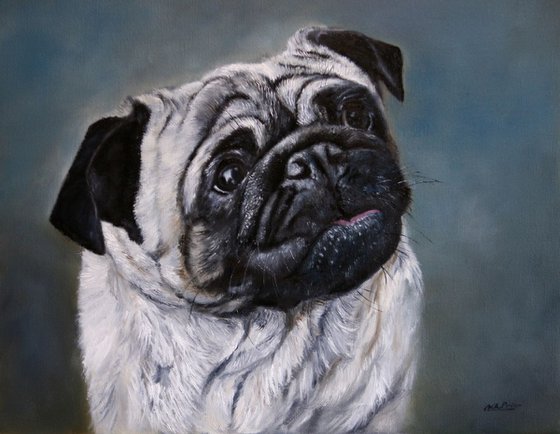 pug oil painting