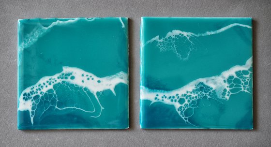 Mini diptych "Sea for two" - original seascape artwork, set of 2