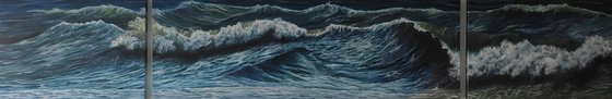 Impaziente vivacità - stunning wave triptych painting