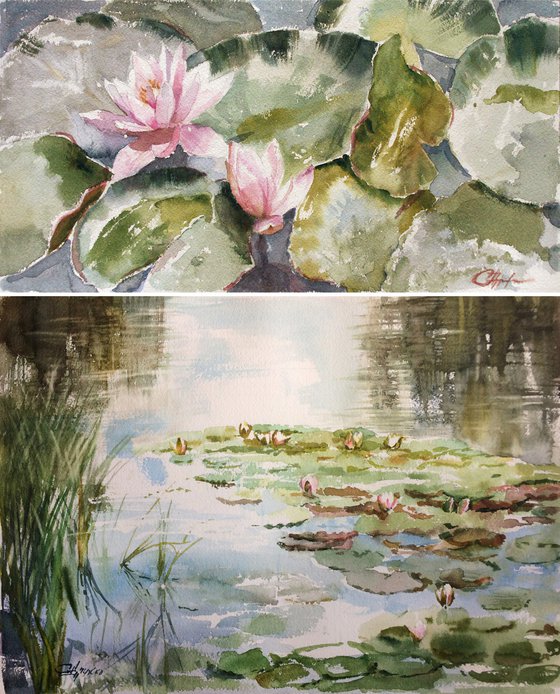 Morning pond Diptych